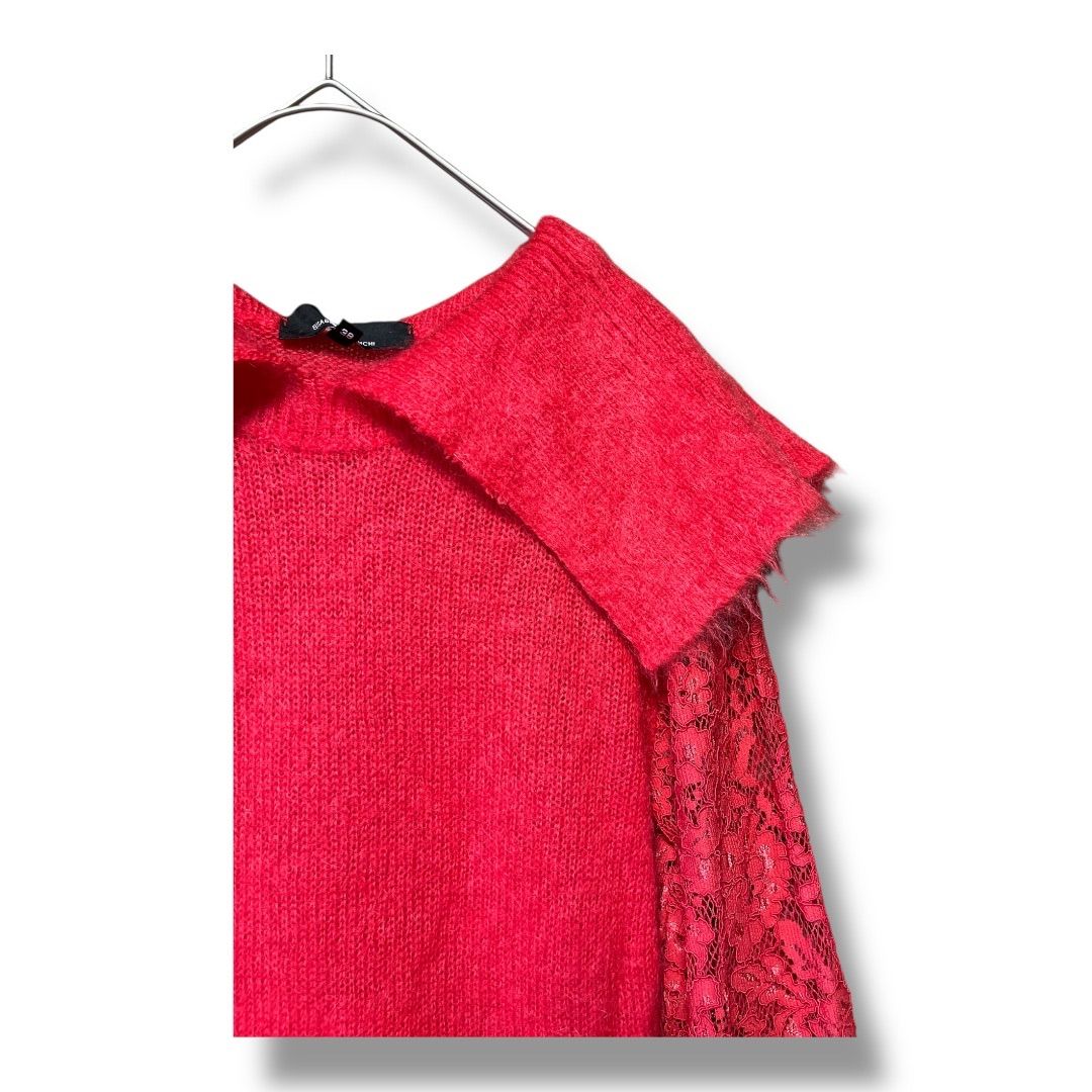 【未使用級♡着用1回】エリザベッタフランキ　ジップアップニットブルゾン　38 ELISABETTA FRANCHI エリザベッタフランキ レーススリーブニット