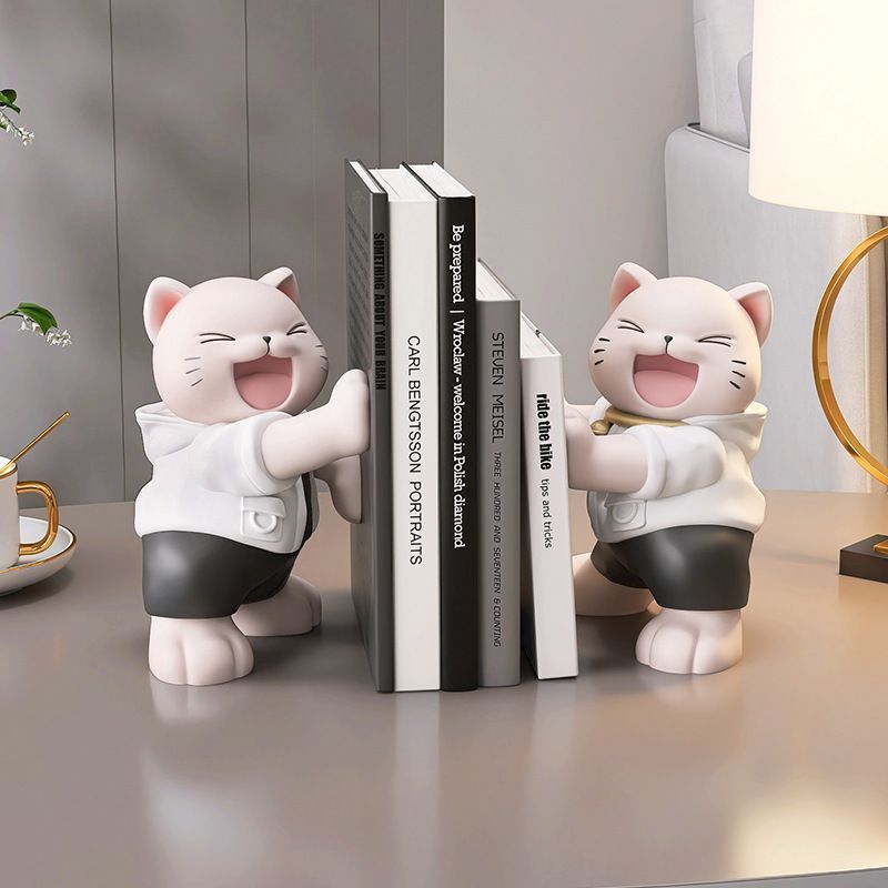 ブックエンド ブックスタンド 本立て オーナメント 置物 猫 ネコ ねこ キャット 動物 北欧 かわいい ユニーク モダン シンプル 癒し リラックス おしゃれ お洒落 リビングルーム 寝室 子供部屋 書斎 オフィス 卓上 デスク 机 本棚 プレゼント