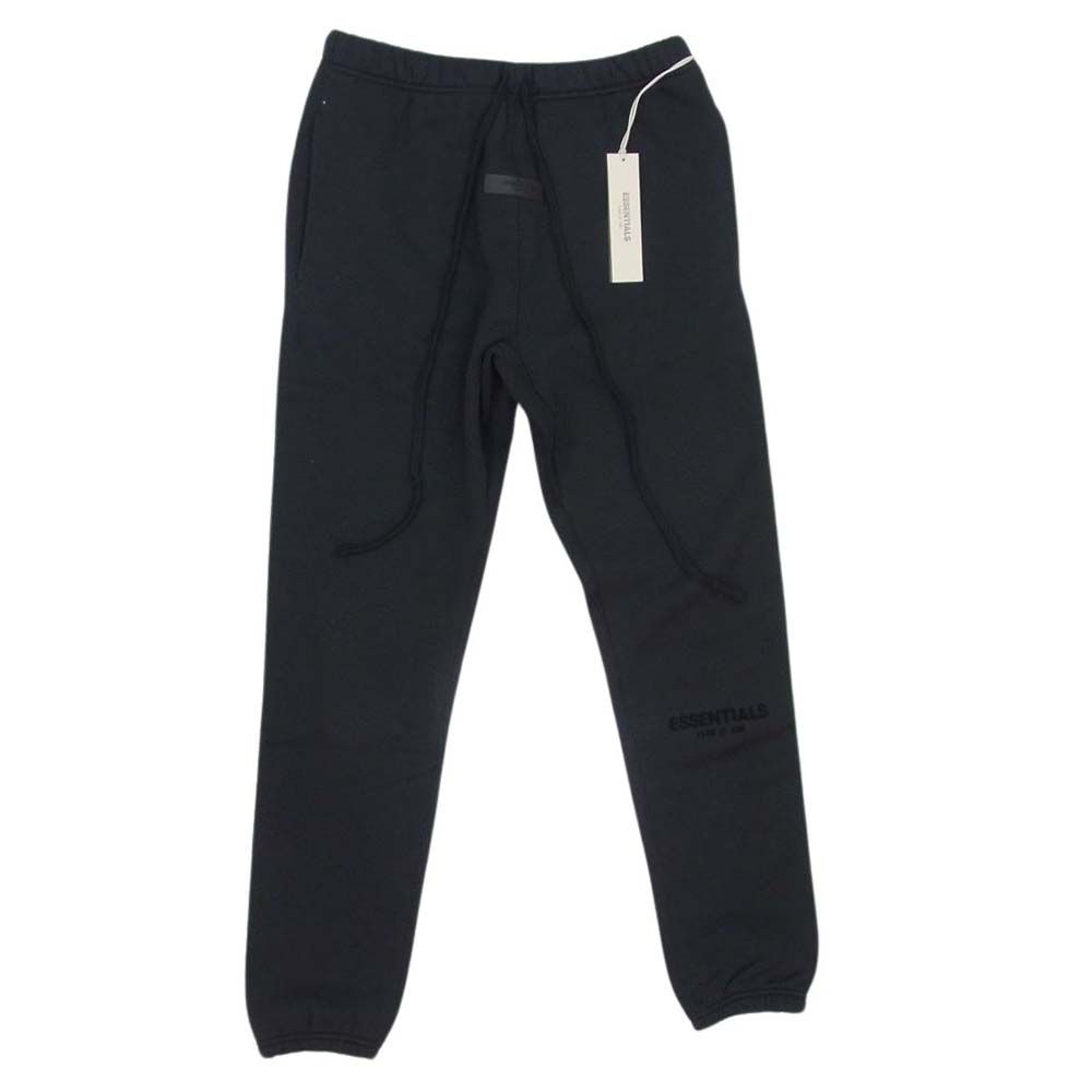FEAR OF GOD フィアオブゴッド 22SS ESSENTIALS エッセンシャルズ Core Collection コアコレクション ストレッチリモ フェルトロゴ ラバープレート ドローコード スウェット パンツ ブラック系 XS【中古