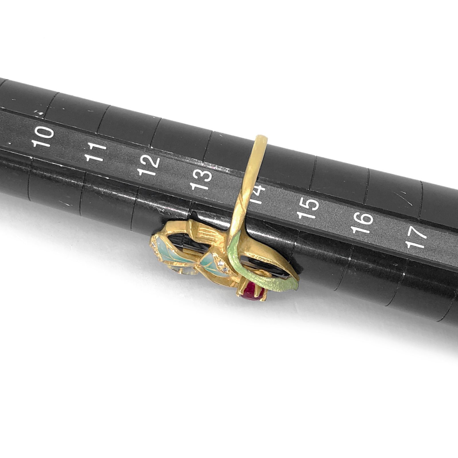 750 MASRIERA エナメル リング 5.0g ダイヤモンド ルビー 約14号 