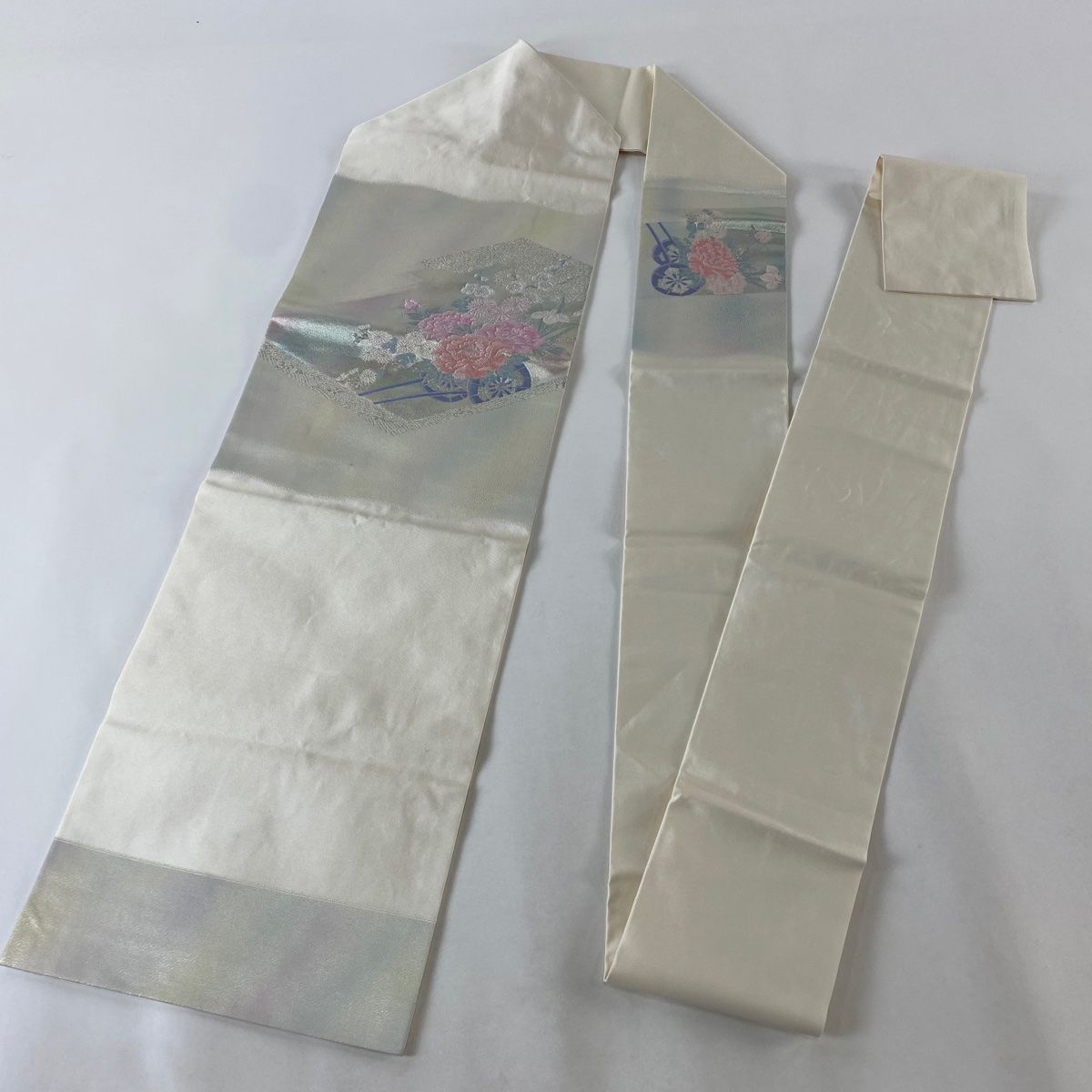 名古屋帯 美品 優品 関西仕立て 八寸名古屋帯 松葉仕立て 草花