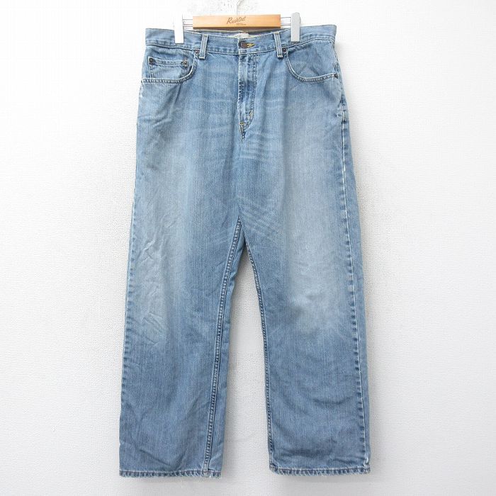 W35/古着 リーバイス Levis 569 ジーンズ メンズ ヒゲ コットン 紺 ネイビー デニム 25feb28 中古 ボトムス ジーパン Gパン ロング パンツ