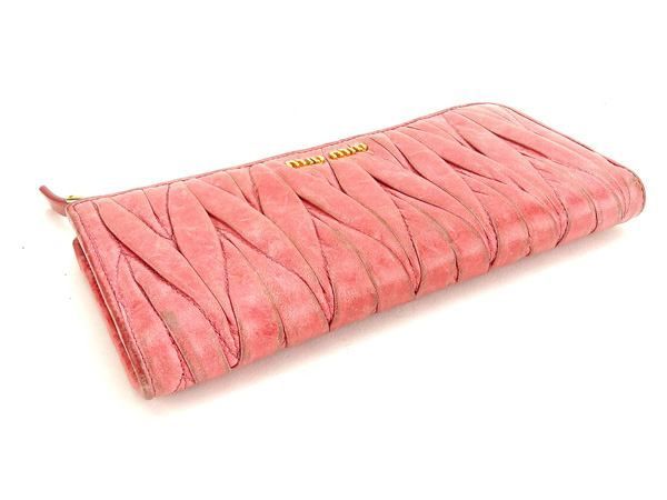 ミュウミュウ L字ファスナー財布 長財布 マテラッセ ピンク