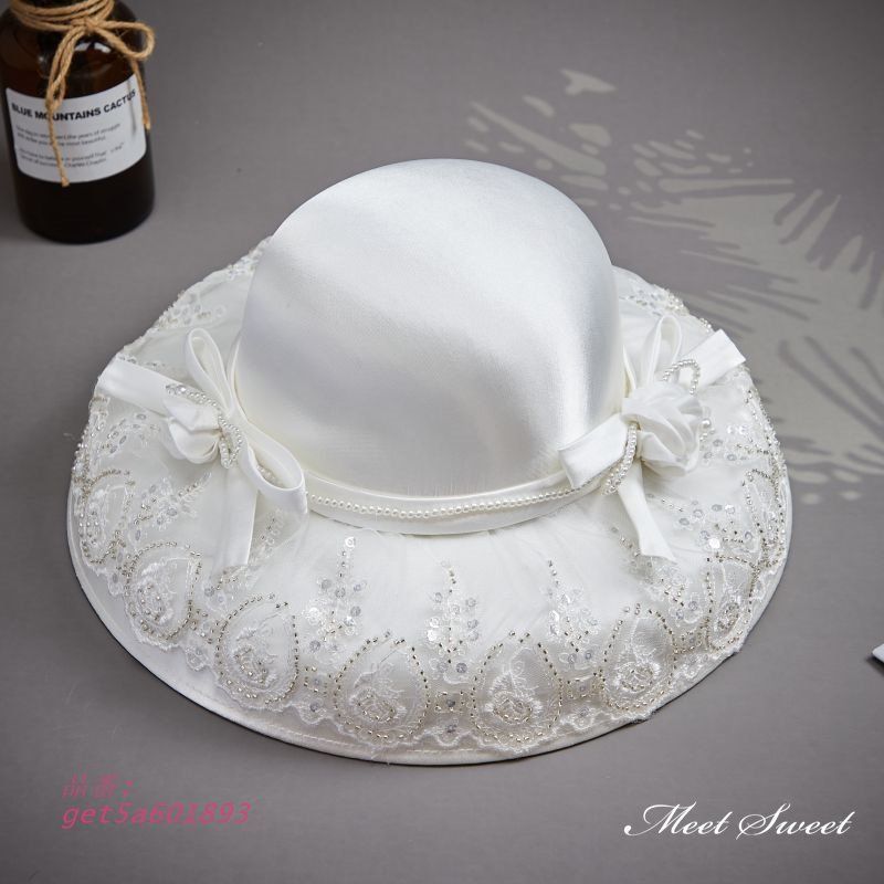 ウェディングハット 帽子 サテン レース リボン ウエディングハット 二次会 ホワイト米 花嫁 カクテル帽 前撮り フランス風 結婚式 パーティー ブライダル get5a601893