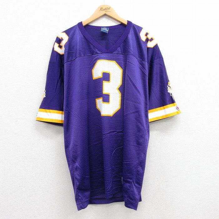 XL/古着 チャンピオン champion 半袖 ビンテージ フットボール Tシャツ メンズ 90s NFL ミネソタバイキングス ジェフジョージ 3 メッシュ地