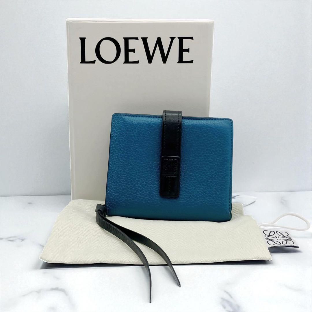 ロエベ コンパクトジップウォレット 二つ折り財布 ブルー