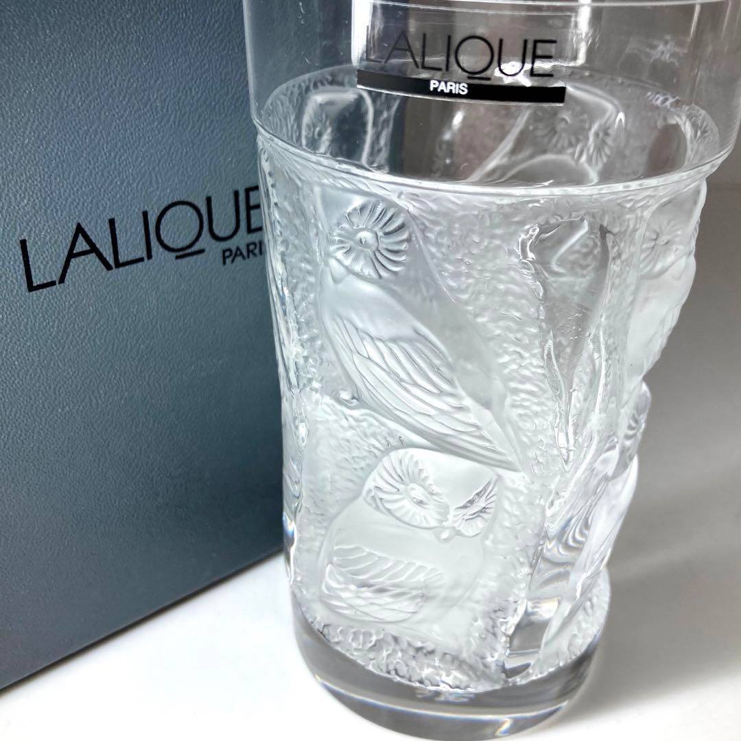 ラリックフクロウ タンブラー 共箱 高さ12.8㎝ 東Y6-1230 トヒオ