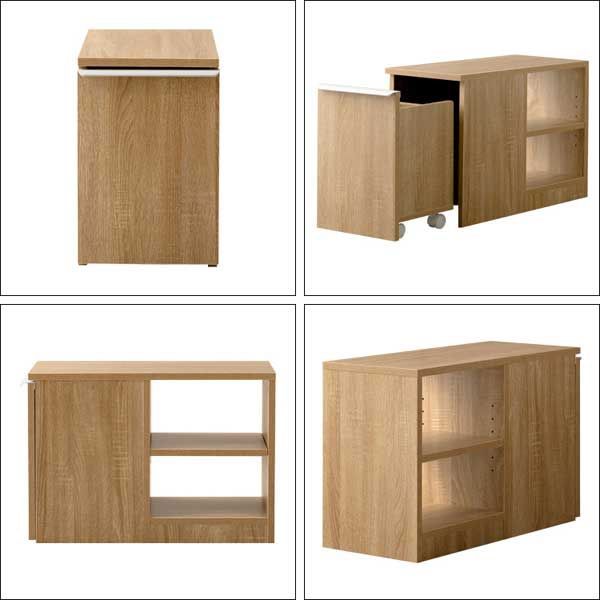 付きの木目調サイドテーブル