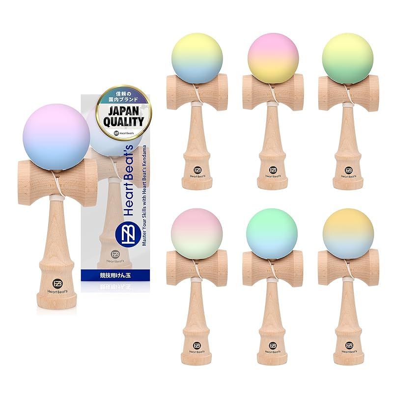 モダンなパステルカラー 7色 競技用けん玉 けん玉 剣玉 けんだま Kendama 民芸品 マット塗装 ツートン ミスティカルパステル Heart Beat’s 7色セット