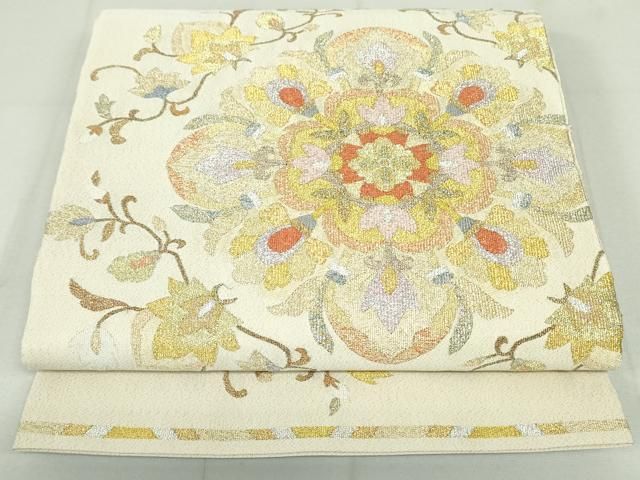 平和屋着物 爪掻き本綴れ 太鼓柄袋帯 色紙花文 金糸 正絹 逸品