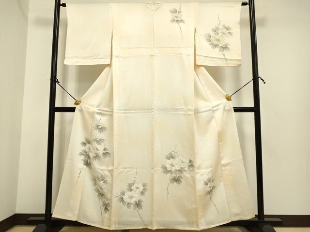 平和屋着物▽訪問着 単衣 手描き 草花文 暈し染め 正絹 逸品