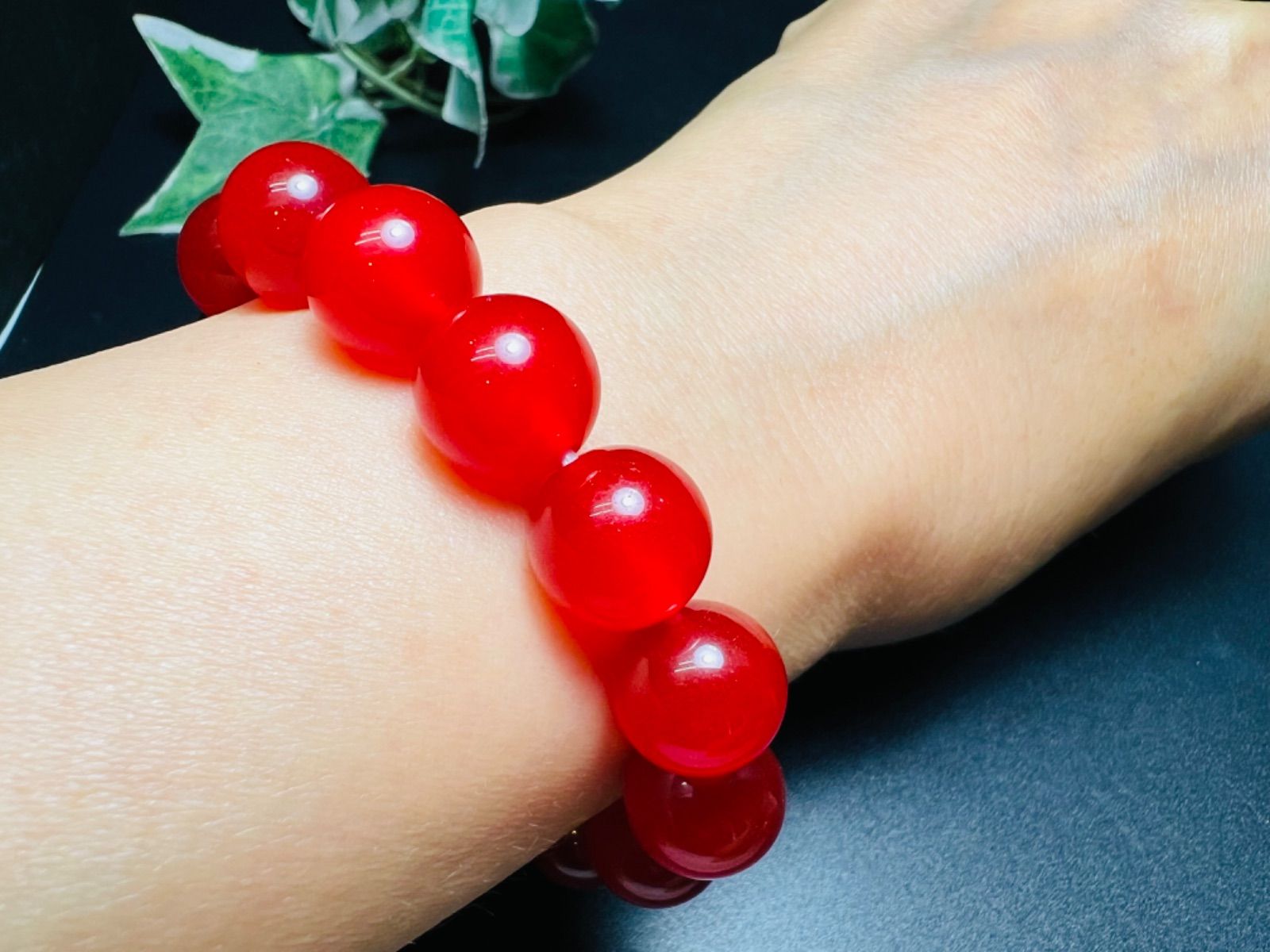 沖縄ハブ琉石✨秘紅石緑水晶超金運ブレスレット❗️宝くじ運