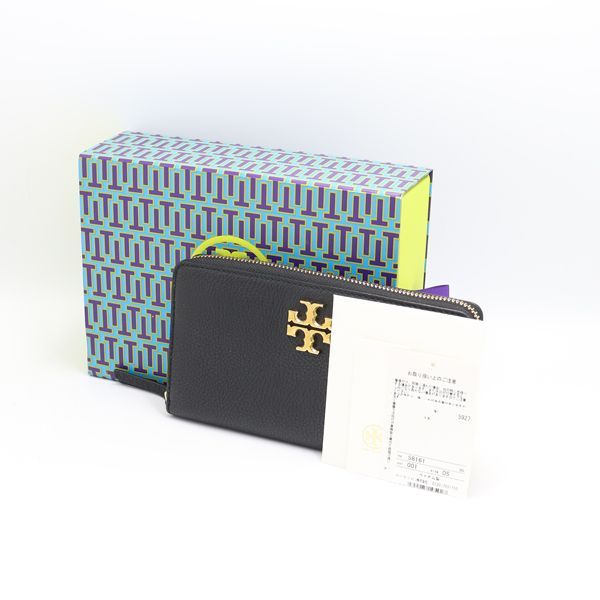 美品 箱付 トリーバーチ レザー 58161 ブラックカラー 長財布 メンズ 