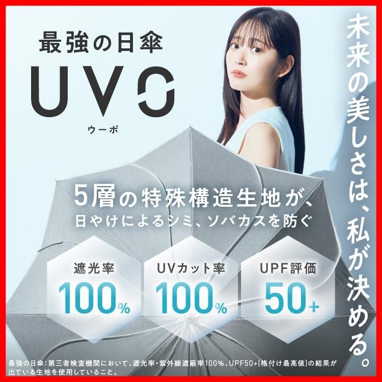 無地 ベージュ UVO ウーボ 折りたたみ傘 5段 遮光率＆UVカット率 UPF50＋ 遮熱 晴雨兼用 コンパクト 親骨53cm レディース 最強の日傘 おしゃれ シンプル Wpc. カジュアル 女性 UVO5F-024