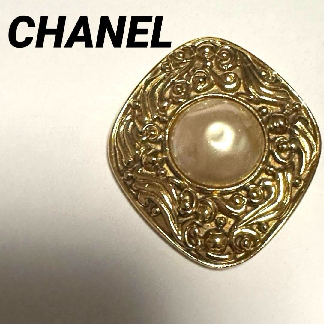 シャネル CHANEL ブローチ 菱形モチーフ パール ゴールド GP メッキ