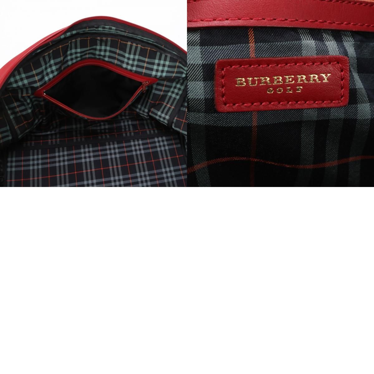 美品 バーバリー ゴルフ チェック レザー 2WAY ボストン バッグ 斜め