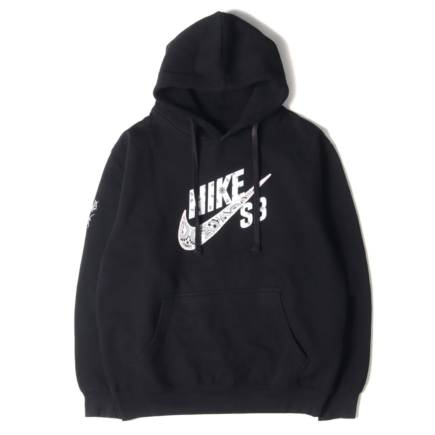 NIKE ナイキ パーカー サイズ:M 20SS TRAVIS SCOTT Cactus Jack トラヴィス スコット ペイズリー スウォッシュ フーディー Hoodie トップス プルオーバー 裏起毛 SB ブラック 黒 【メンズ】