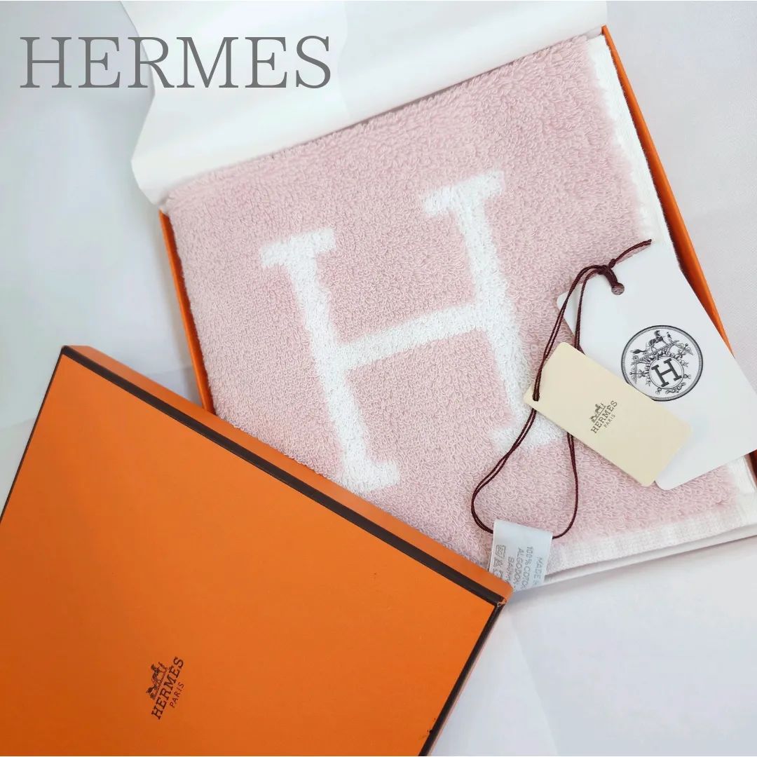未使用タグ付き] HERMES エルメス コットン ハンドタオル