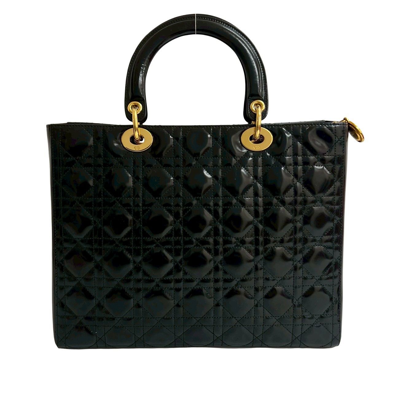 さ 　Dior レディディオール　パテント　レザー　ハンドバッグ　ブラック 極美品】Dior ディオールレディディオール パテント ハンドバッグ ブラック