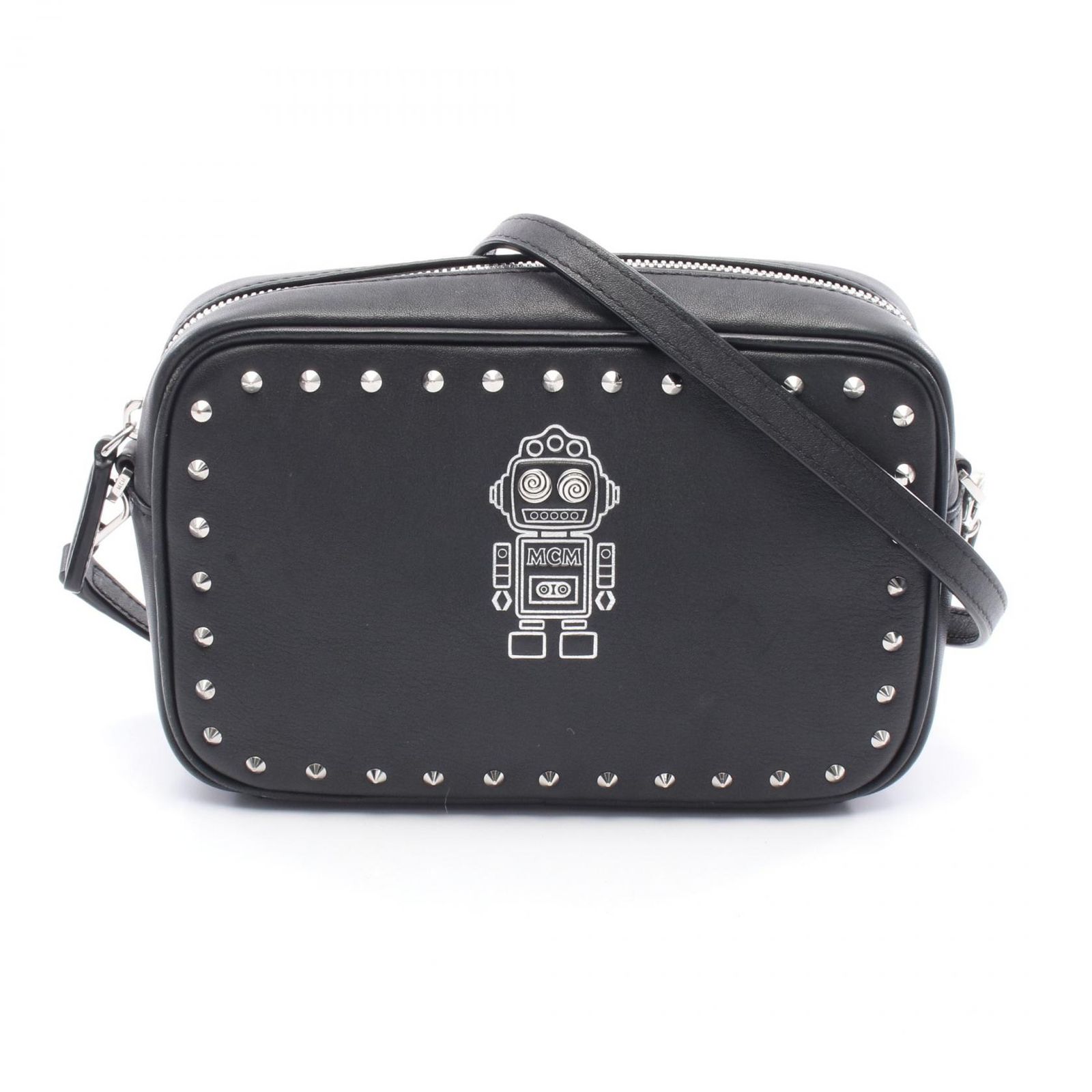エム シー エム MCM ショルダーバッグ ロボット MZZ9SRO30BK001 ブラック レザー ショルダーバッグ レディース Used A