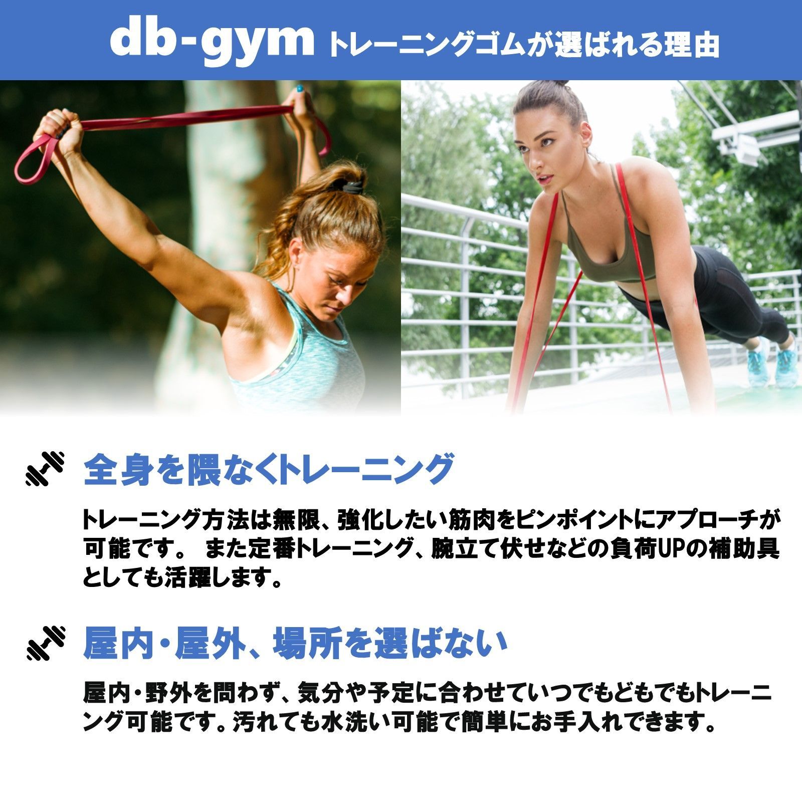 db-gym トレーニングチューブ 懸垂補助 5本セット ゴムチューブ