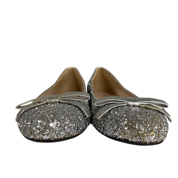 ミュウミュウ MIU MIU グリッター バレエシューズ フラットシューズ リボン ラメ シルバー色 35 22cm レディース 5E167