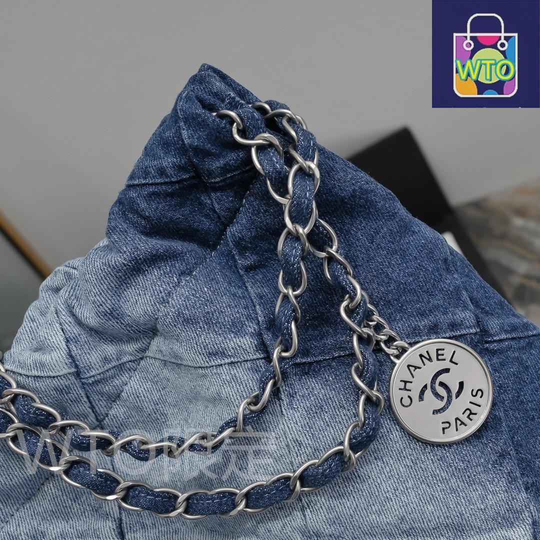 超美品！ ￼CHANEL ダークデニム トートバッグ CHANEL シャネル チェーントートバッグ ココマーク デニム