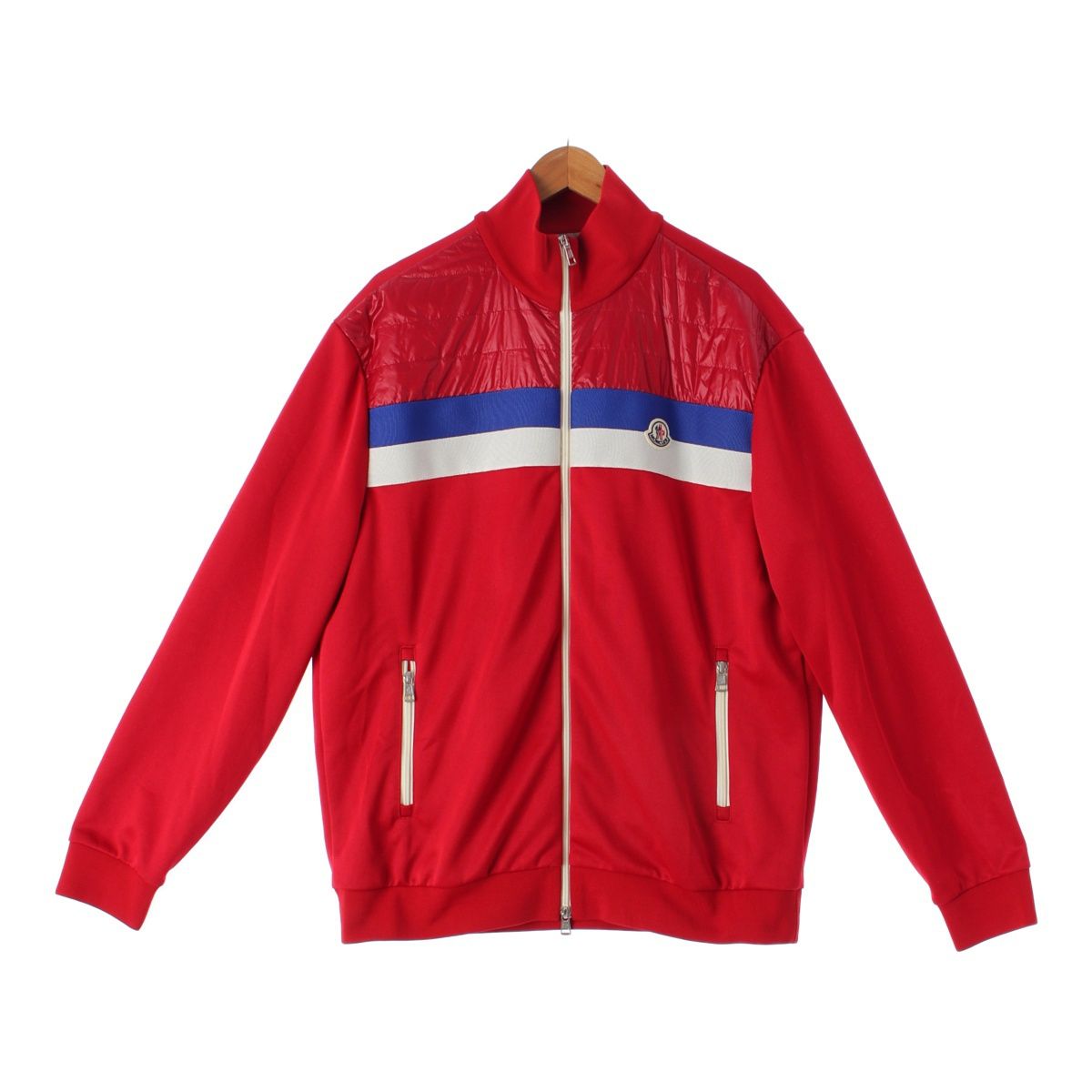 モンクレール 21年 Maglia Cardigan ナイロン ロゴワッペン ニット切替 