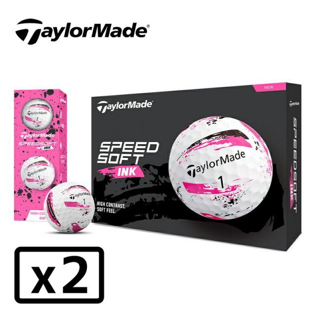 テーラーメイド スピードソフト インク ゴルフボール ピンク 2ダース 24個入り 2025年モデル TailorMade SPEED SOFT INK BALL