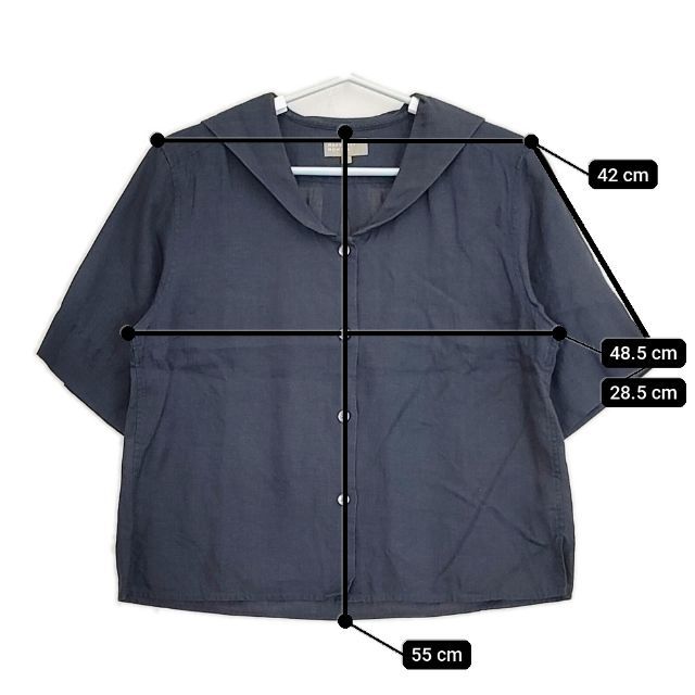 【未使用】　MARGARET HOWELL 半袖リネンシャツ 美品 MARGARET HOWELL コットンリネン 半袖シャツ ネイビー S