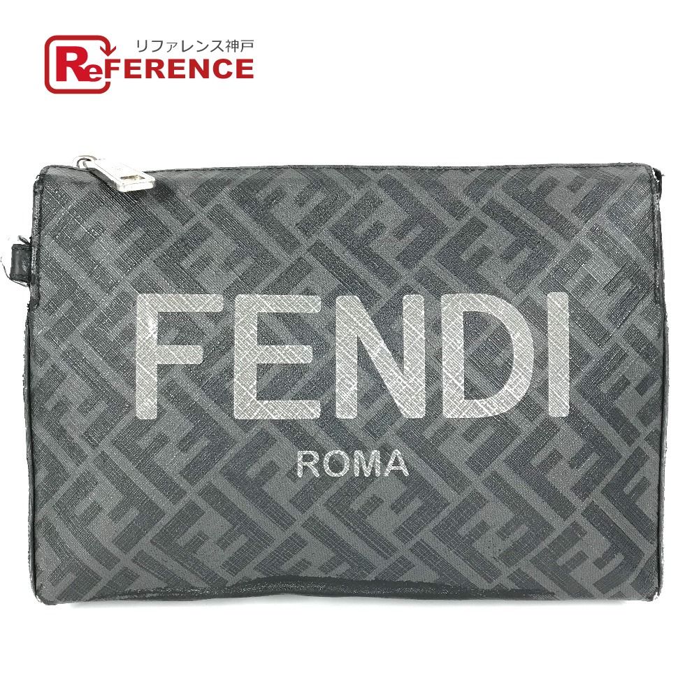 FENDI フェンディ クラッチバッグ ロゴ ズッカ 7VA564 レザー|PVC ブラック