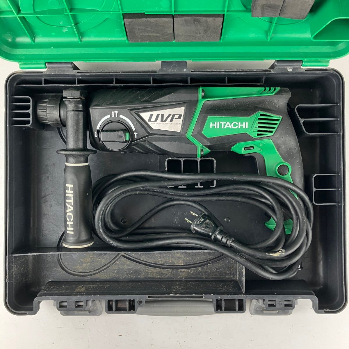 ЗЗHITACHI 日立 100v 28mm ハンマドリル ケース付 DH28PCY グリーン
