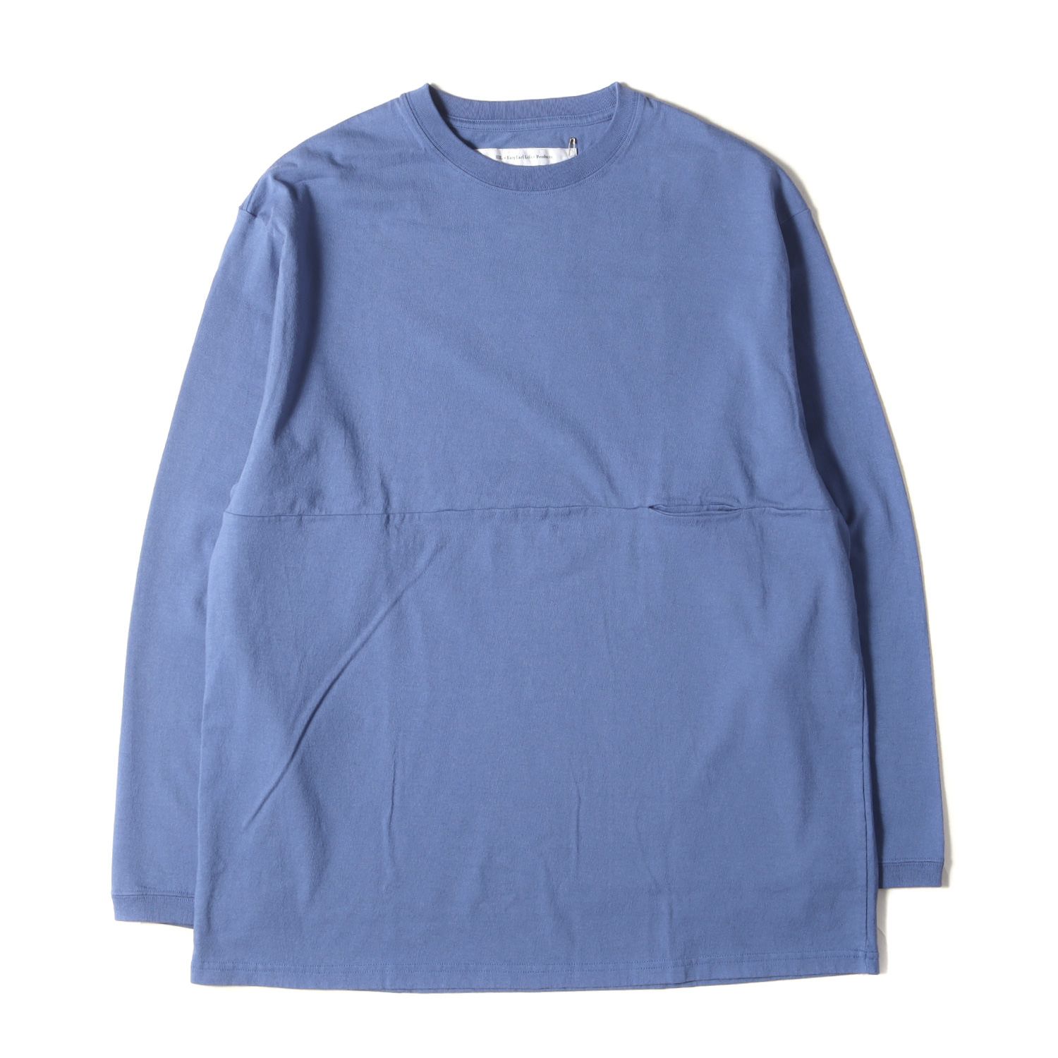 【新品】EEL イール Tシャツ サイズ:M / 22SS ユルリ ロングスリーブTシャツ Yururi Tee L/S E-22512 / トップス 長袖 ポケット ロンT カットソー ブルー 日本製【メンズ】