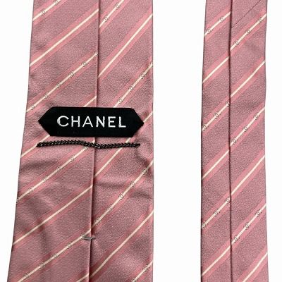 【美品】CHANEL ネクタイ　CC柄　ココマーク　レジメンタル　ストライプ CHANEL 極美品 未使用に近い ネクタイ ココマーク CC ストライプ