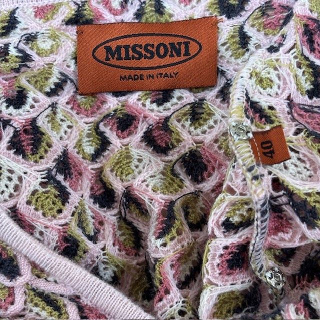 定価15万↑★MISSONI/ミッソーニ Vネック 総柄 ニット ノースリーブ ワンピース マルチカラー 40 定価15万↑☆MISSONI⁄ミッソーニ Vネック 総柄 ニット ノースリーブ
