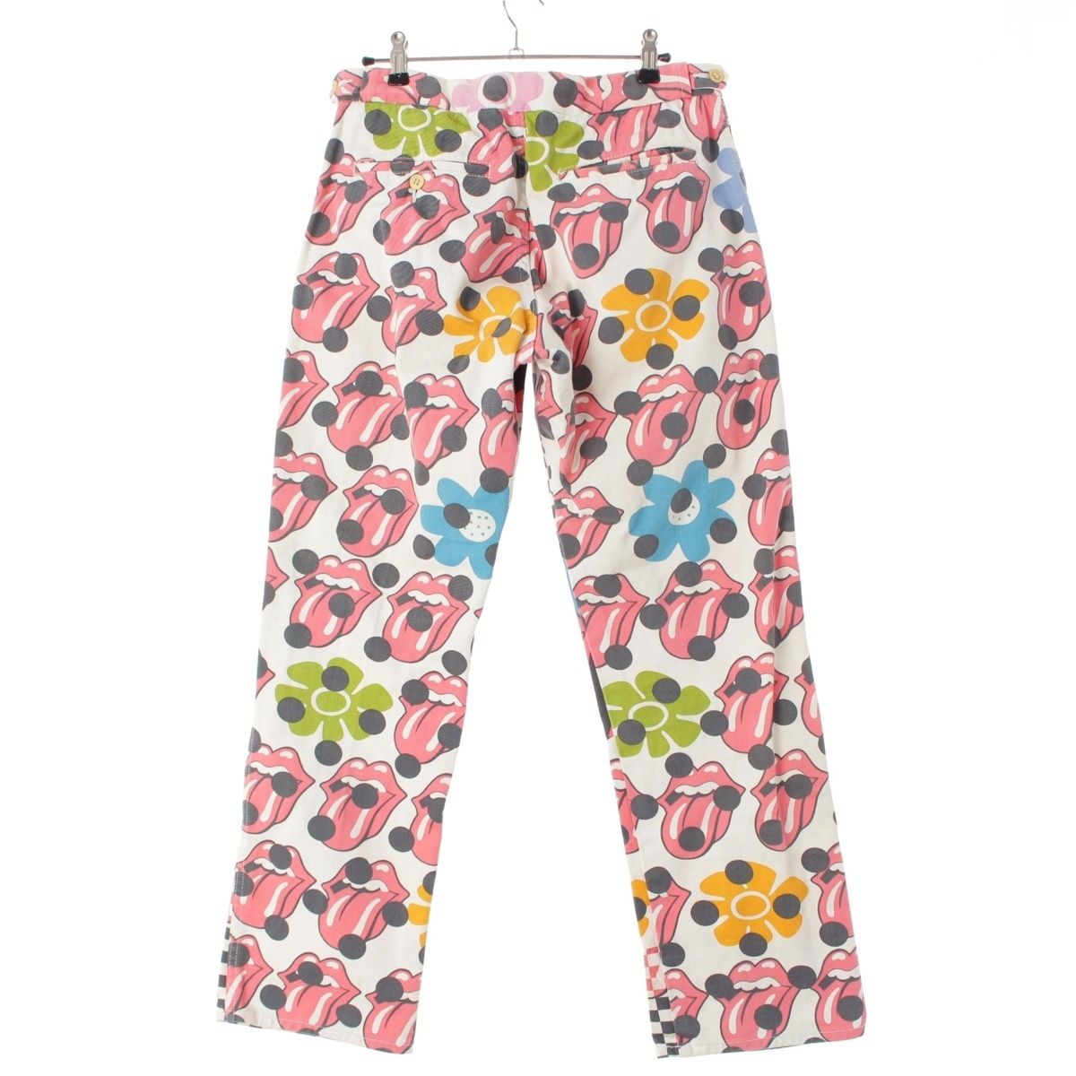 コムデギャルソンオムプリュス AD2005 06SS コットン ローリングストーンズ リップ-タン ドット パンツ ボトムス PQ-P047 マルチカラー SS