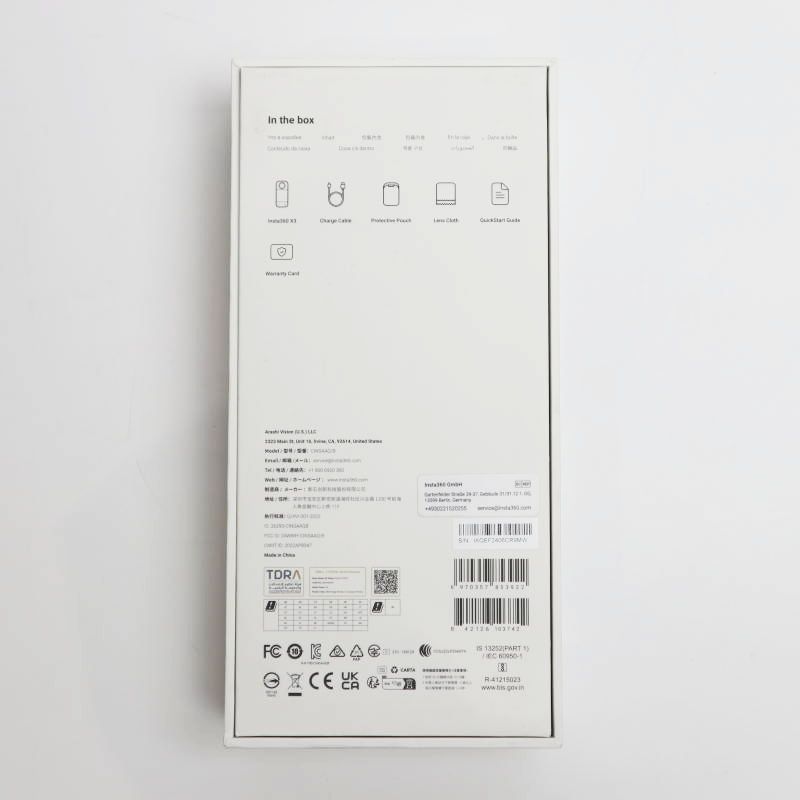  Insta 360 X 3 本体 バッテリー ケーブル 説明書類 ステッカー クリーニングクロス 付属 T 10 008 ビデオカメラ本体 ビデオカメラ