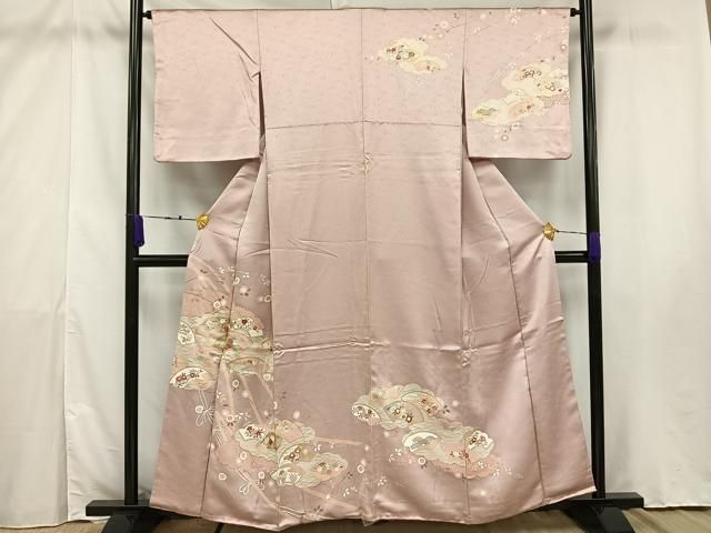 平和屋着物□訪問着 駒刺繍 地紙草花文 金彩 正絹 逸品 AAAU2273mf  