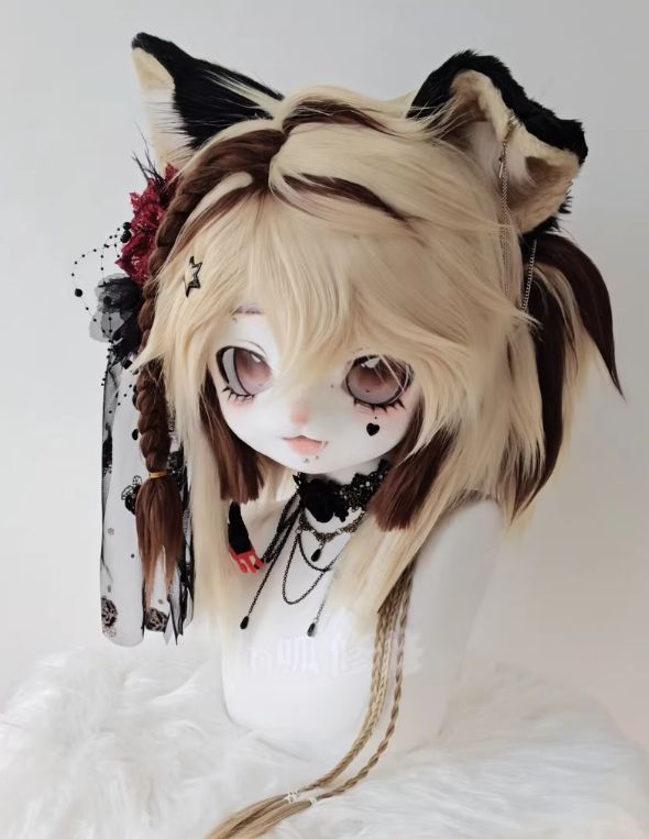 着ぐるみヘッド キツネ NO.71 ブルー 全頭ヘッド ケモノ マスク ファー