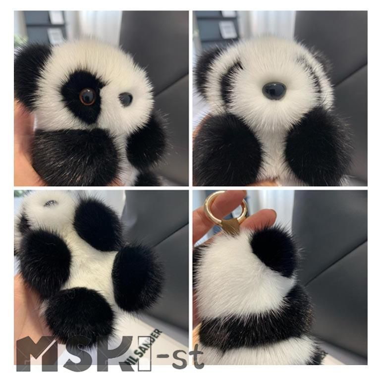 *ミンクファードール(パンダ)【値下げ】* ファーチャーム ぬいぐるみ 小物 15cm 萌え ミンクファー ファー