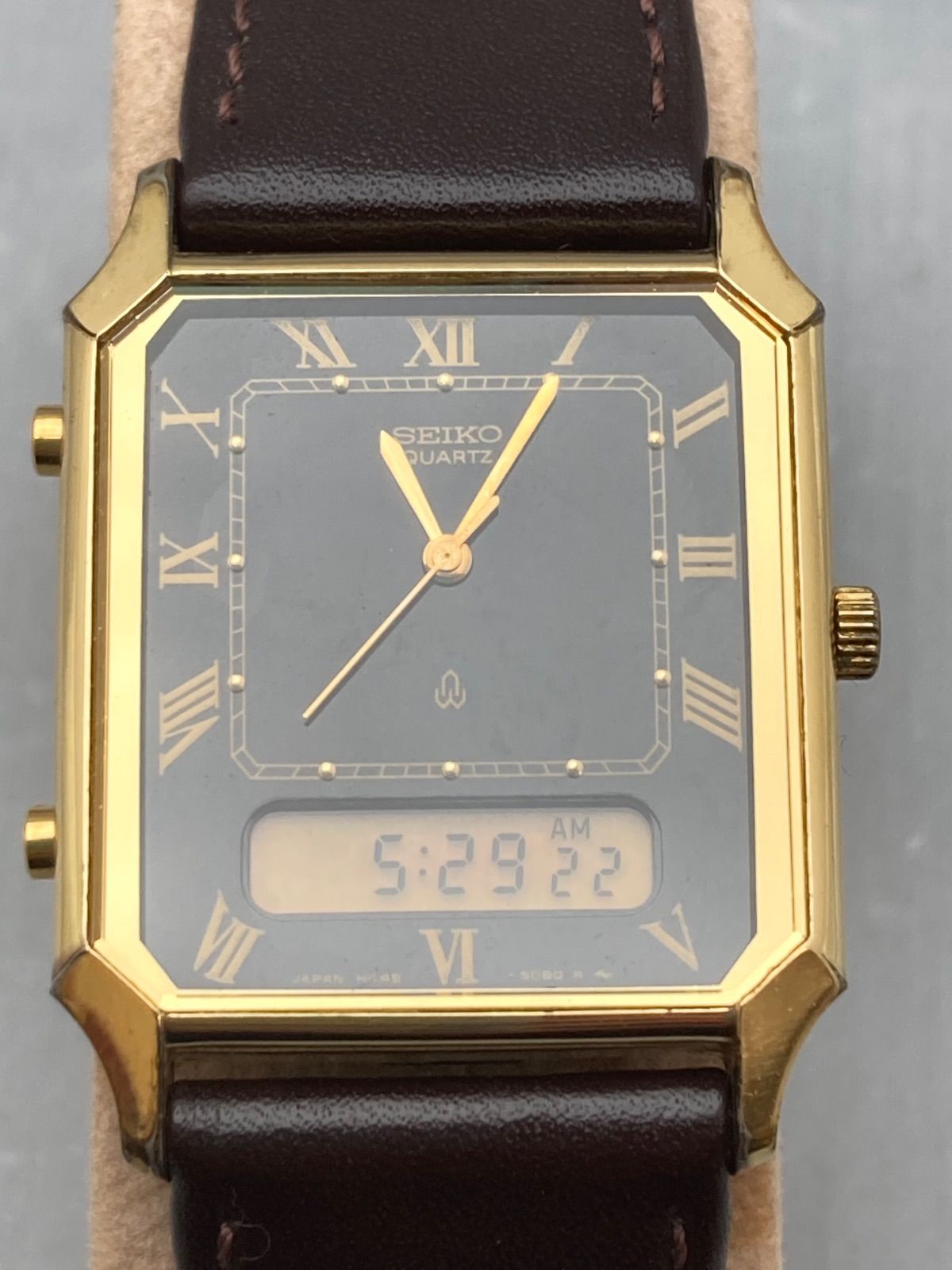 動作確認済 SEIKO セイコー H449-5080 クォーツ アナデジ ゴールド