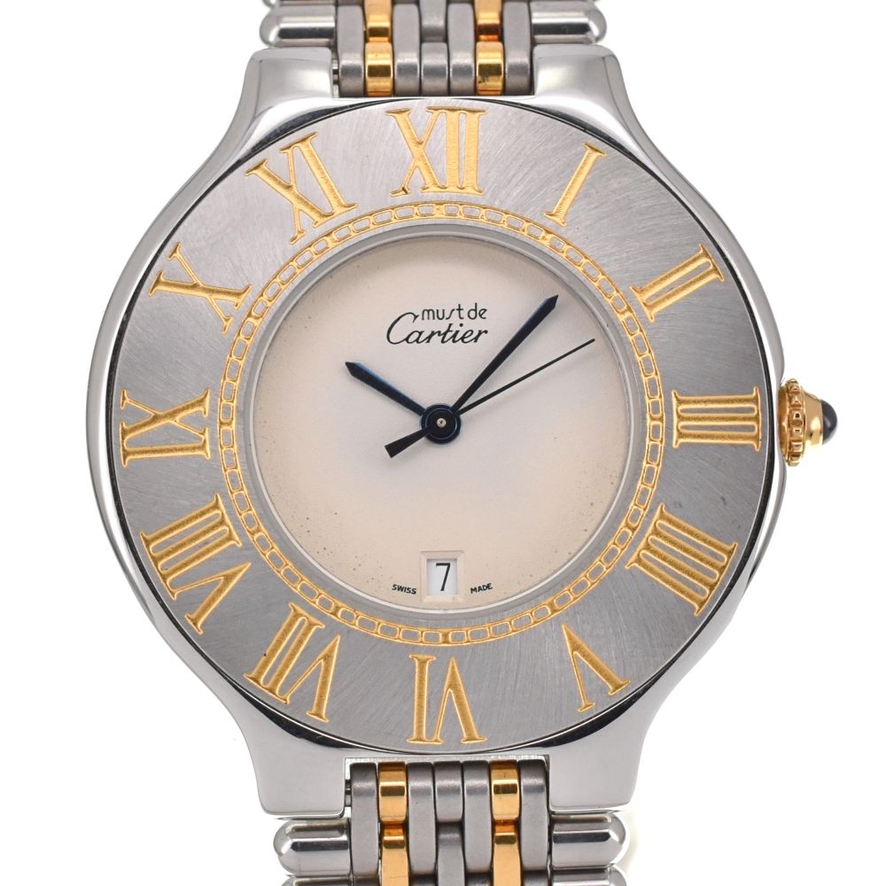 カルティエ CARTIER 126000P マスト21 XLサイズ SS/GP クォーツ メンズ