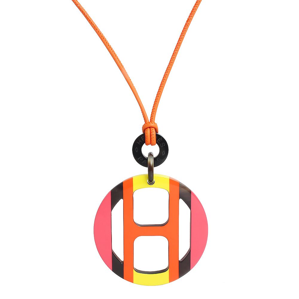 エルメス Hエキップ ペンダント ネックレス バッファローホーン イエロー エルメス Hエキップ ペンダント ネックレス バッファローホーン