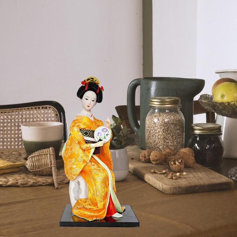 日本人形 伝統的な花柄着物 日本人形 花柄着物 30.48cmの伝統的な日本の芸者人形、着物