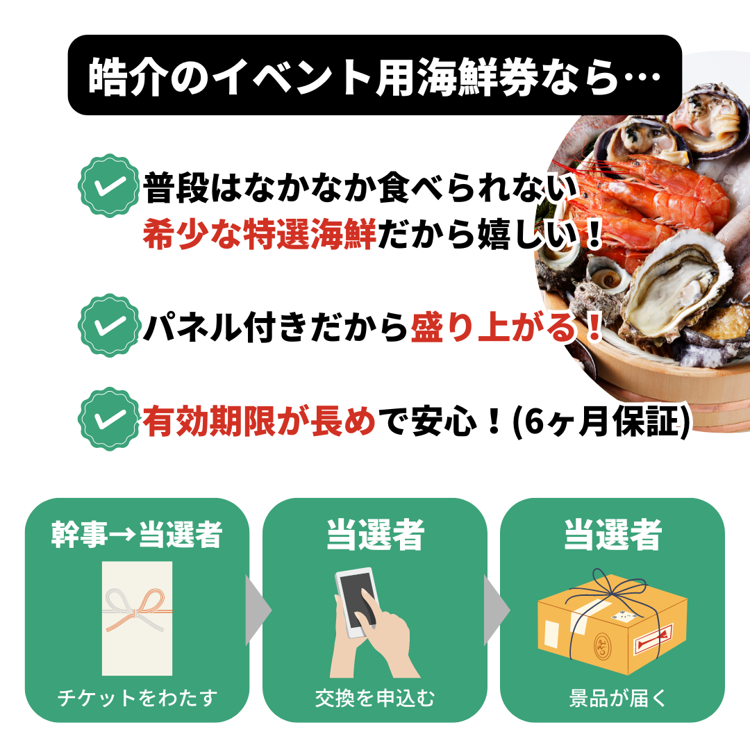 【A4/A3パネル付きイベント景品】海鮮15000円分交換チケット[菫(sumire)コース] 忘年会や二次会、ビンゴ大会、ゴルフコンペの賞品に！5種から選べるグルメカタログギフト式