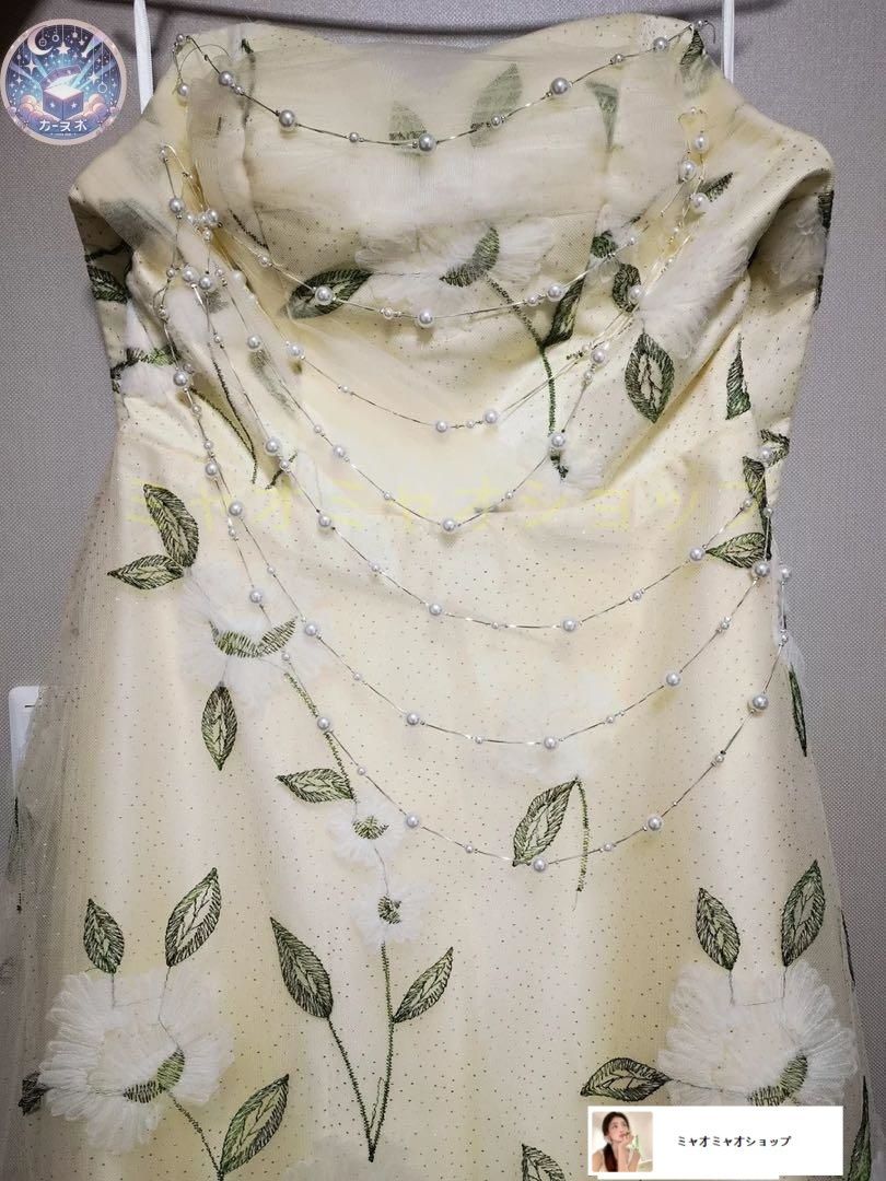 花柄刺繍ロングドレス 結婚式に最適