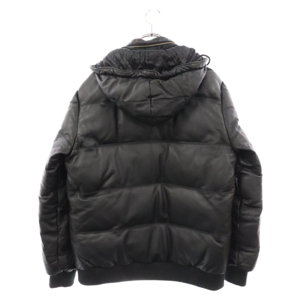 Supreme 黒 レザー ダウンベスト （定番ヌプシ 偽物