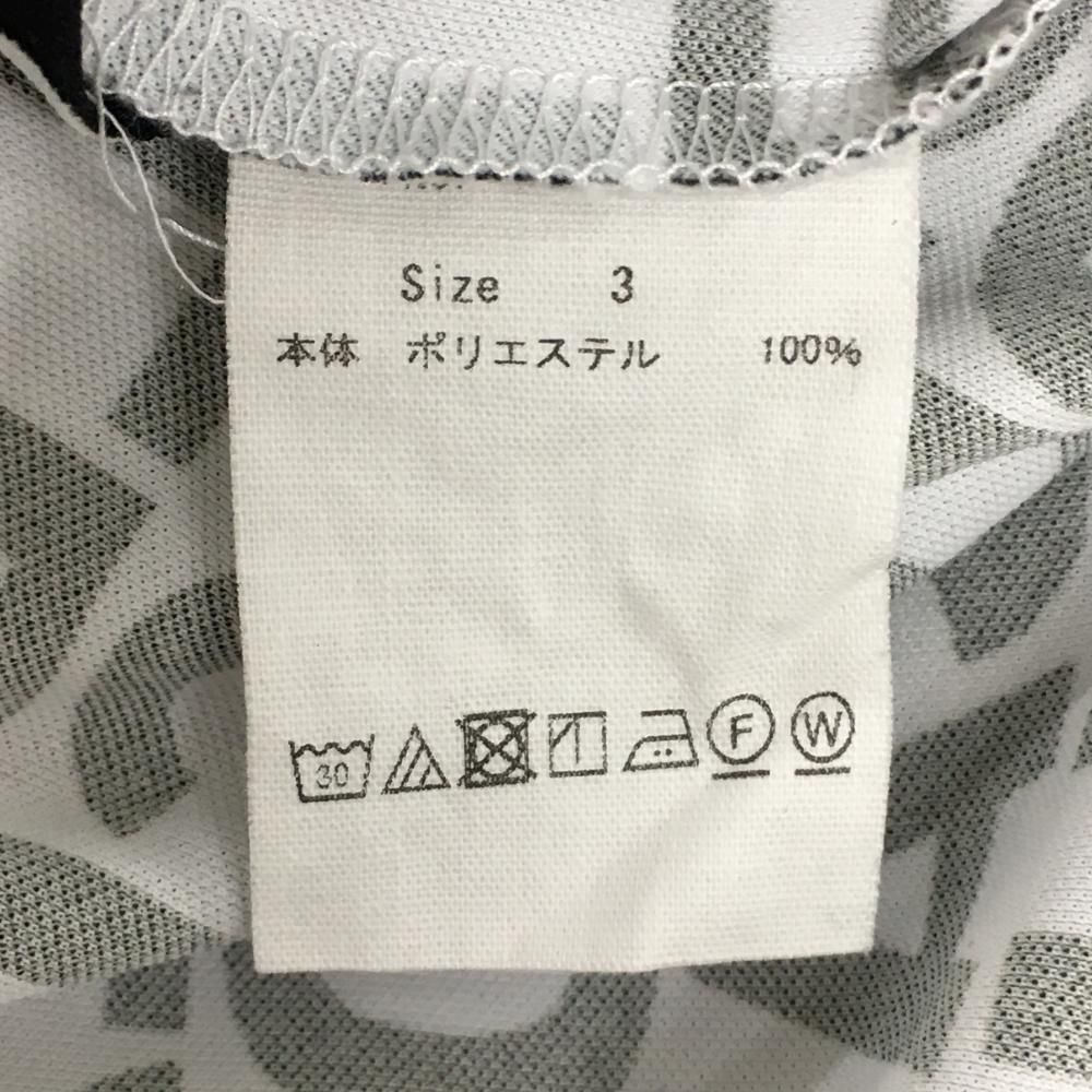 【超美品】CPG 半袖ハイネックシャツ 白×黒 ロゴ総柄 シリコンワッペン メンズ 3(L) ゴルフウェア 2023年モデル CPG 超美品】CPG 半袖ハイネックシャツ 白×黒 ロゴ総柄 シリコン
