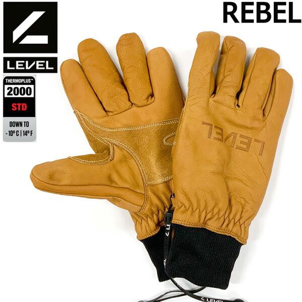 スキー スノーボード グローブ 23-24 LEVEL レベル REBEL レベル 23-24-GR-LVL ５本指 レザー フリースタイル