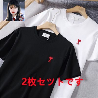 Ami Paris ハート刺繍 Tシャツ 黒 Sサイズ - メルカリ
